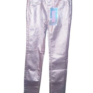 YMI Girls Metallic Rose Gold Skinny Pants Size 8
